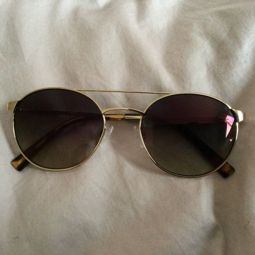 Warby Parker Gold Tone Tortoiseshell Sunglasses Fisher Wide 2403 53 19 140 - Picture 4 of 10
